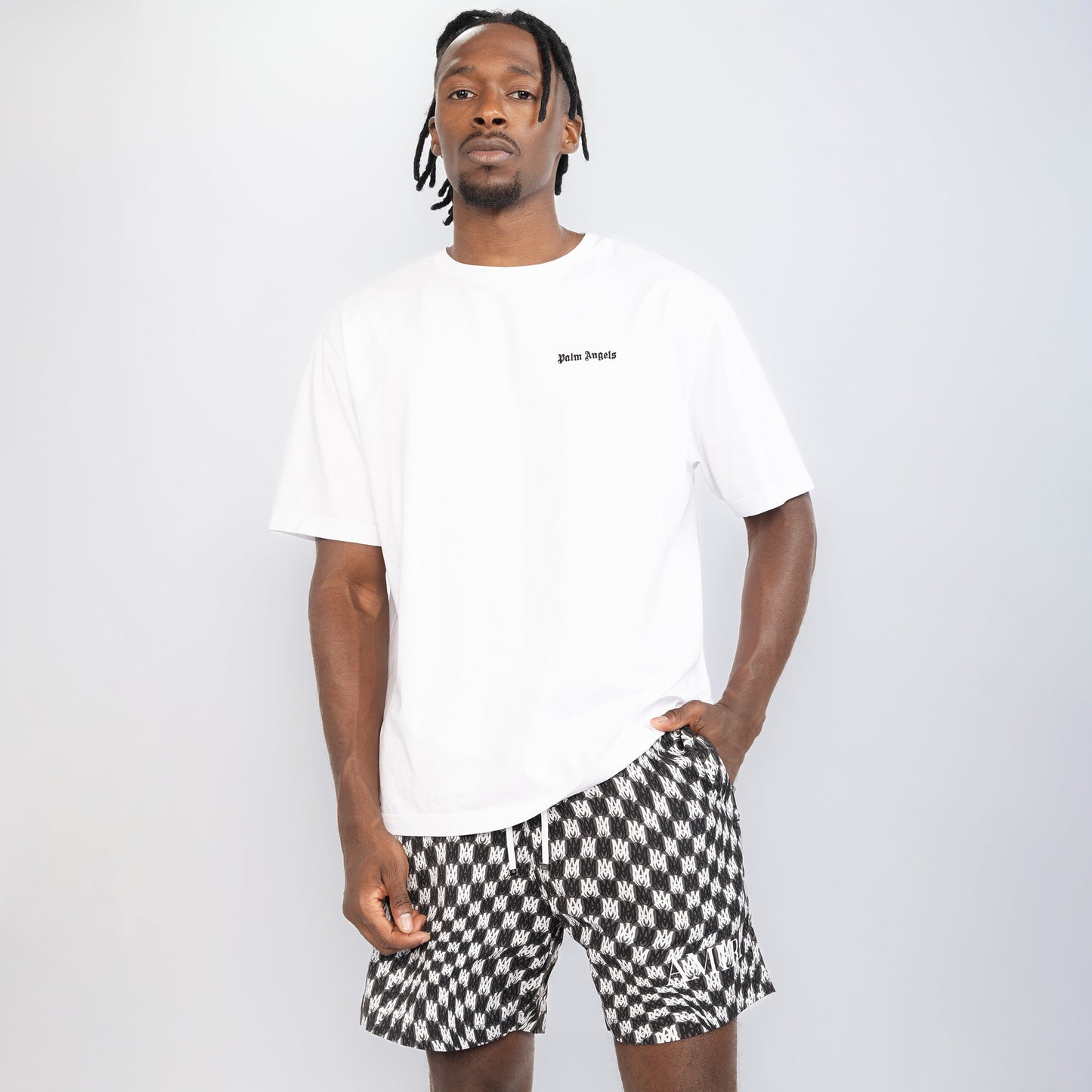 Pantaloneta Negra AMIRI Monogram Wave