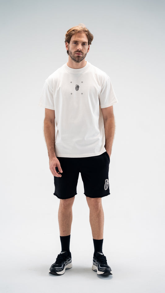 BURST REGULAR FIT BLACK SWEAT SHORTS