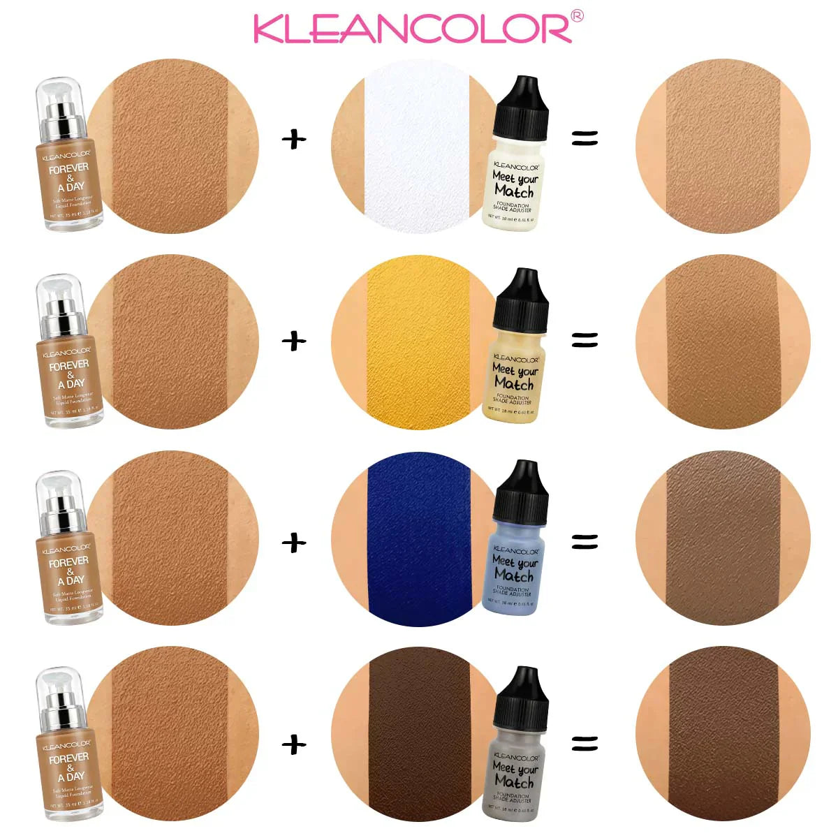 ✨Kleancolor -  Ajustador de Base Meet Your Match Foundation Shade Adjuster