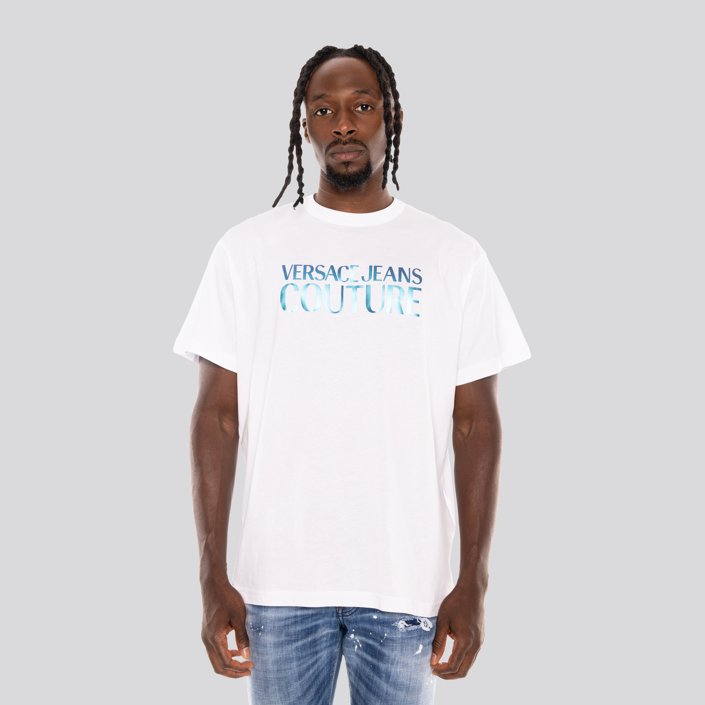 Camiseta Blanca Versace Jeans Couture Logo Multicolor