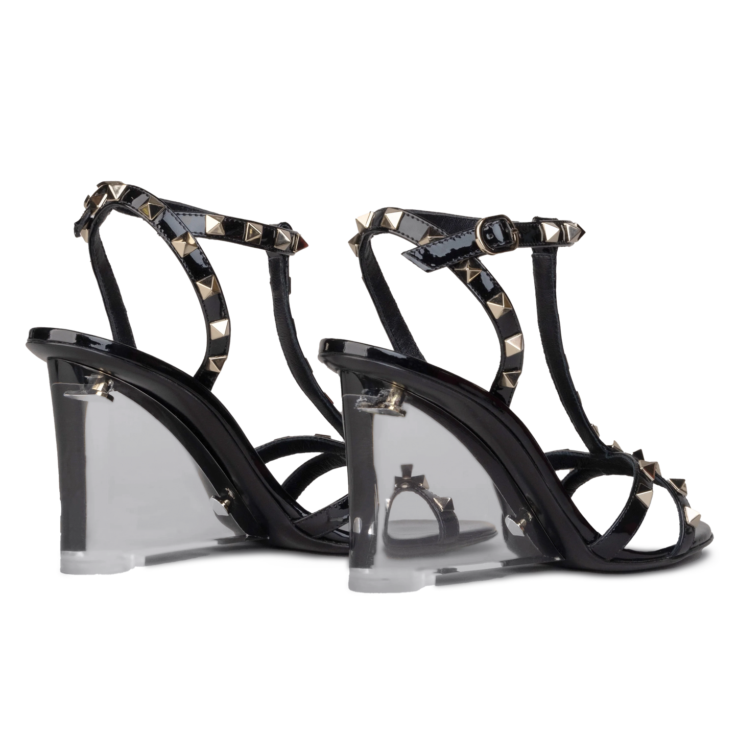 Sandalias de Tacón Negras Transparente Valentino Rockstud 90 mm