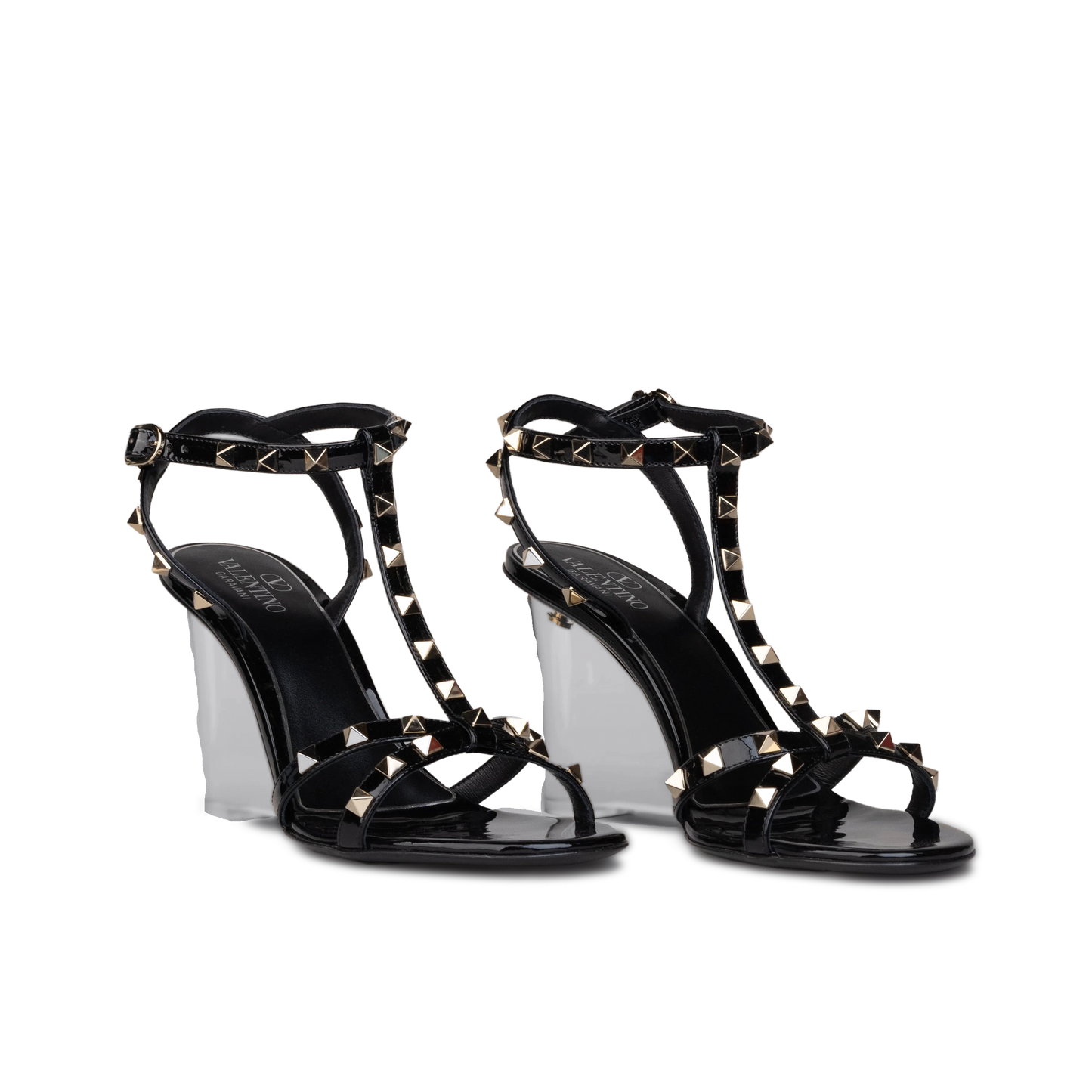Sandalias de Tacón Negras Transparente Valentino Rockstud 90 mm