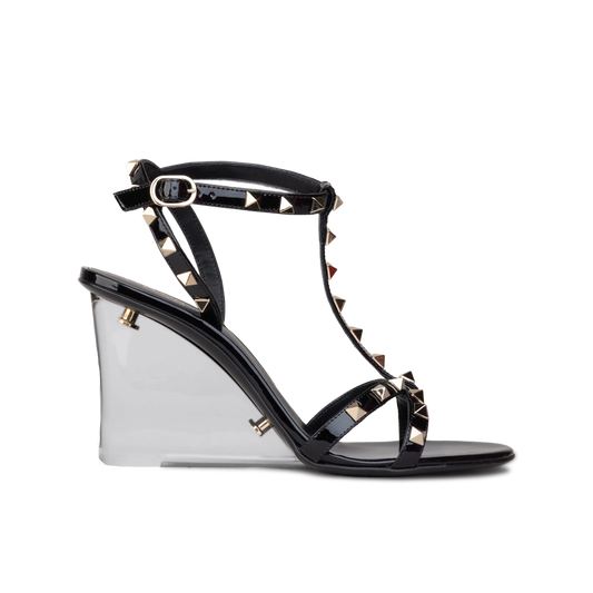 Sandalias de Tacón Negras Transparente Valentino Rockstud 90 mm