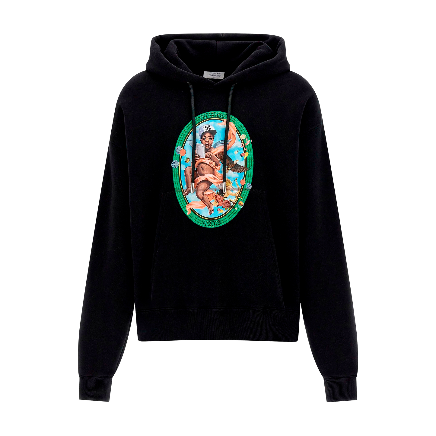 Buzo Tipo Hoodie Negro Off-White Fresco Oval