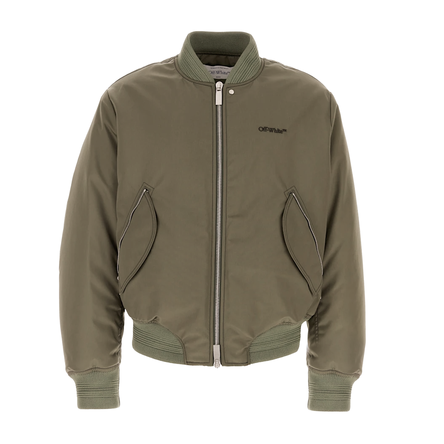 Chaqueta Verde Off-White Bomber Contrast Stitch Nylon