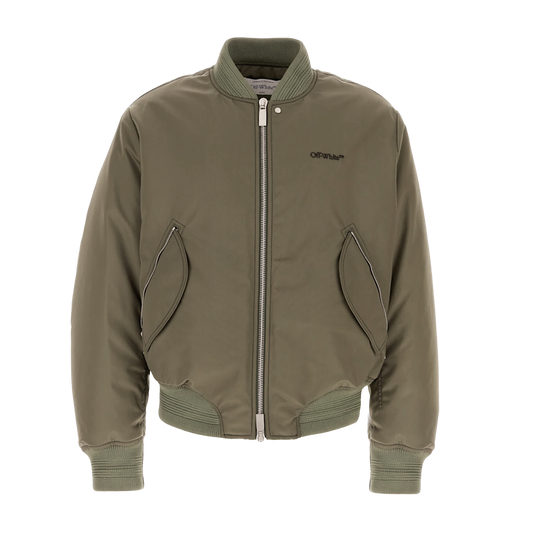 Chaqueta Verde Off-White Bomber Contrast Stitch Nylon