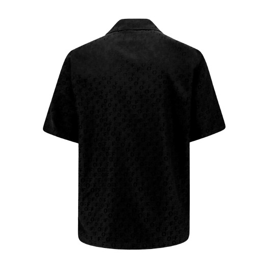 Camisa Negra Off-White Silk Logo Vacation