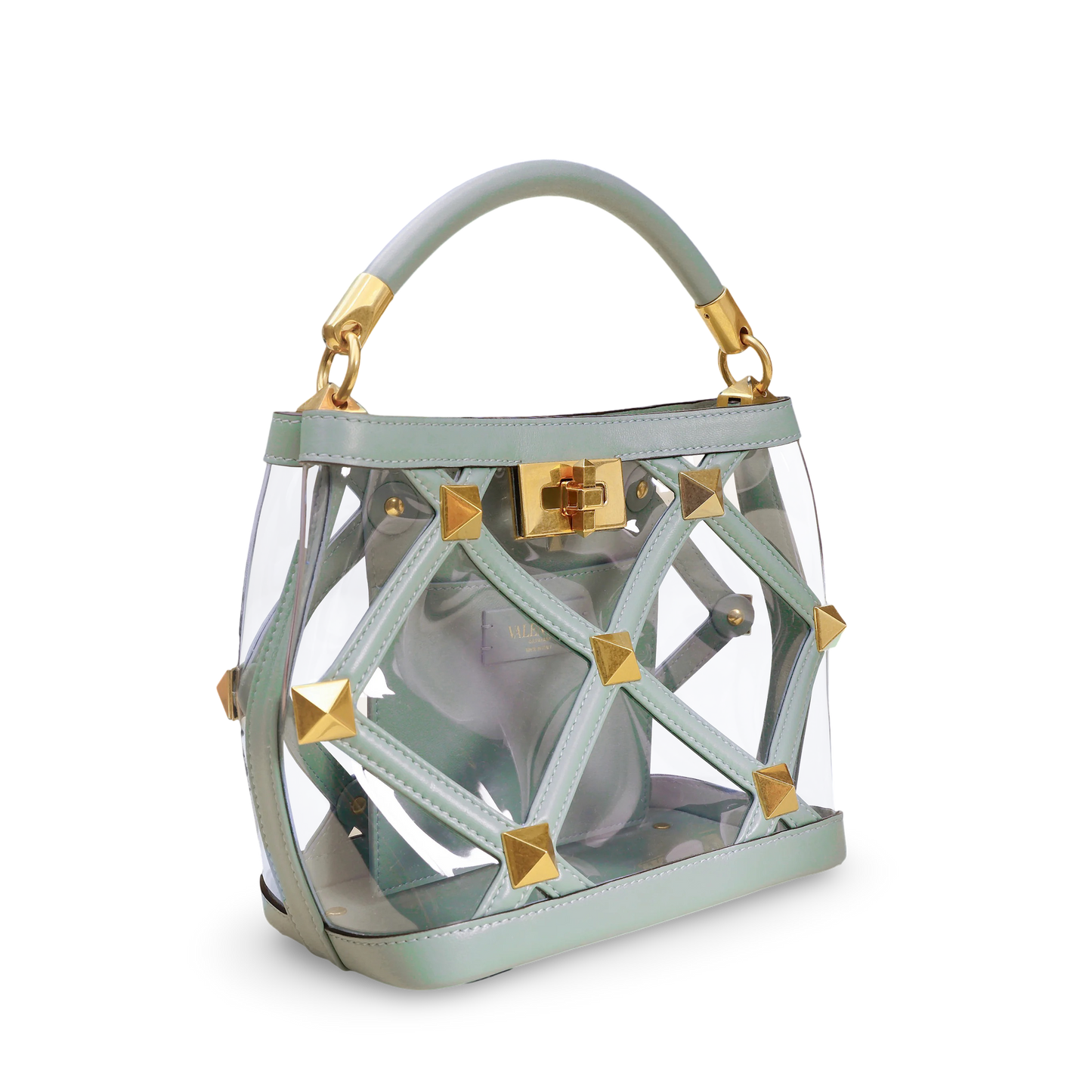 Bolso Verde Transparente Valentino Roman Stud