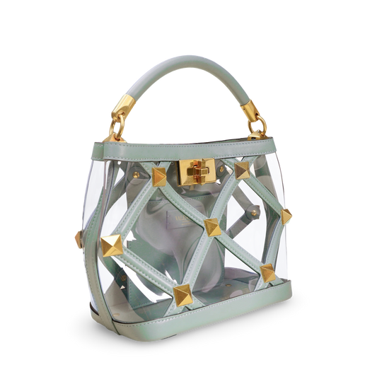 Bolso Verde Transparente Valentino Roman Stud