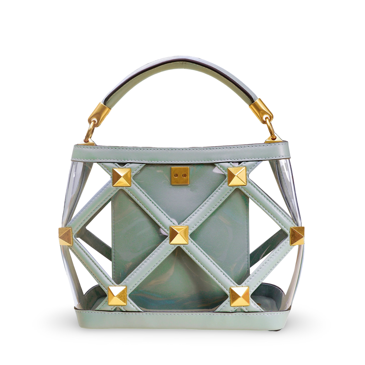 Bolso Verde Transparente Valentino Roman Stud