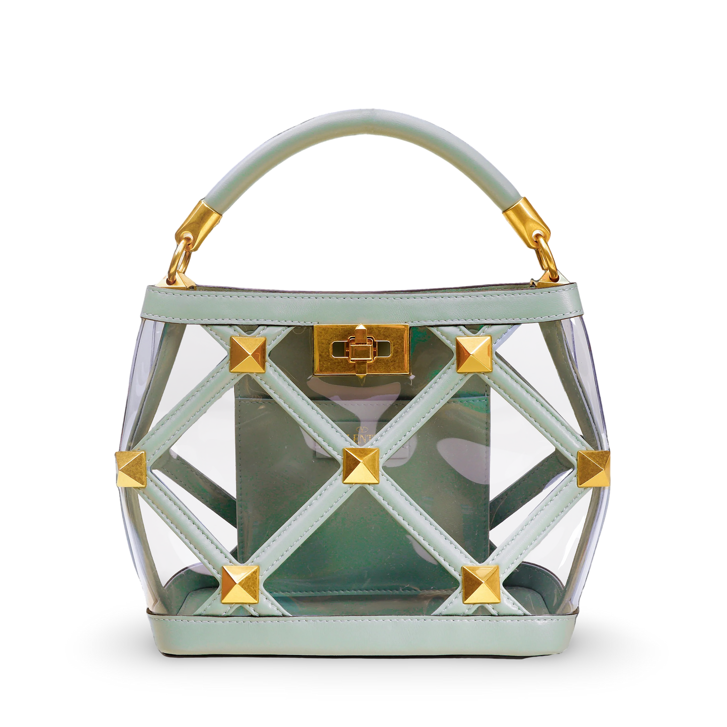 Bolso Verde Transparente Valentino Roman Stud