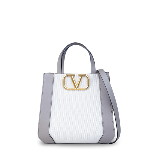 Bolso Mediano Tote Blanco-Gris Valentino Iconographe
